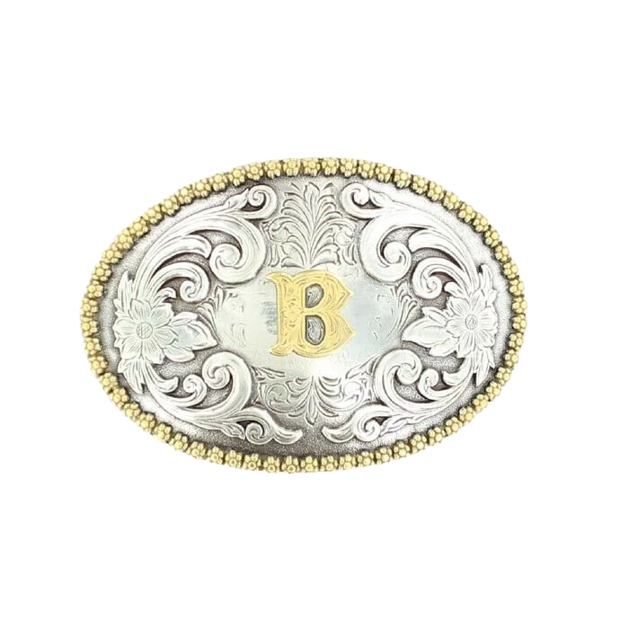 Nocona Antique Scroll & Initial Belt Buckle