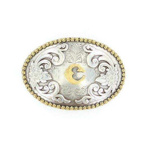 Nocona Antique Scroll & Initial Belt Buckle