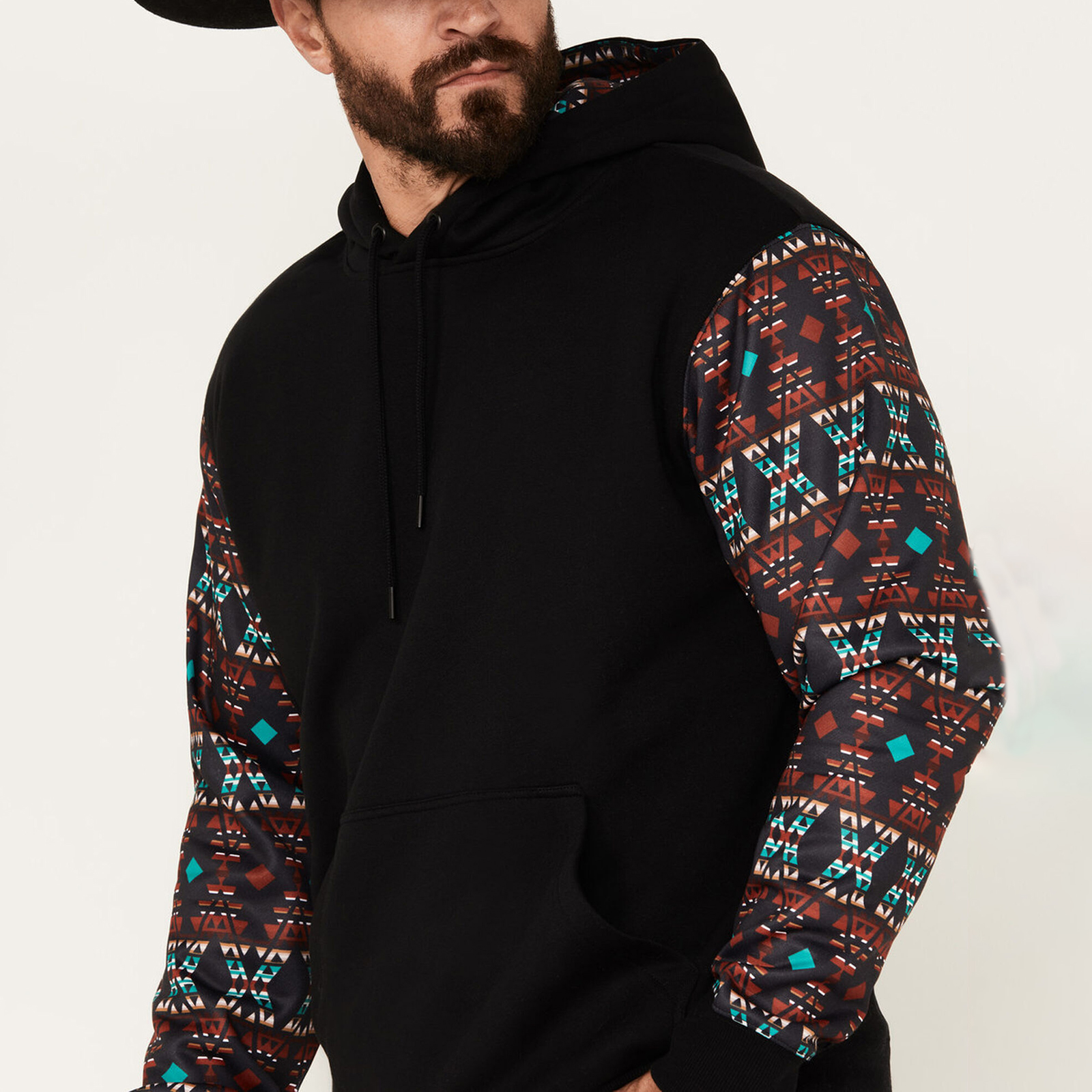 Vintage Western Style Spliced Casual Hooded Sweater