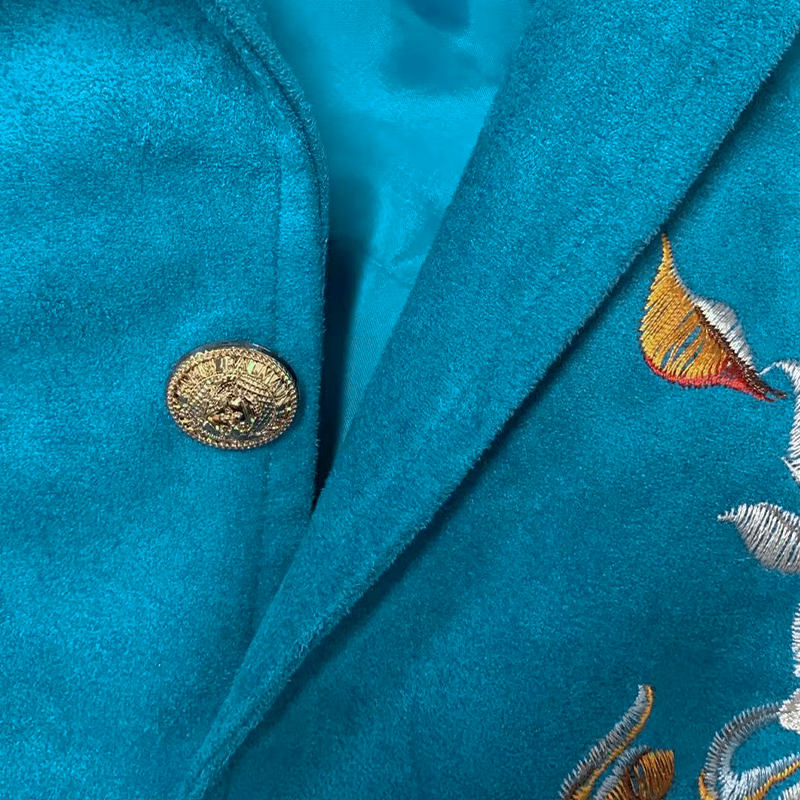 Men's Classic Retro Casual Slim Fit Western Style Embroidered Sheepskin Suede Blazer 67207851K