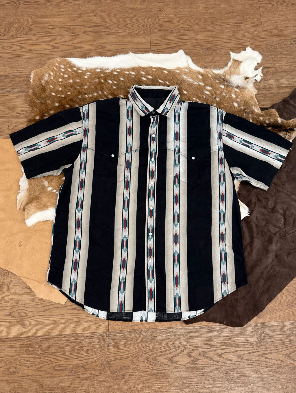 Men’s Southwestern Striped Western Short Sleeve Shirt
