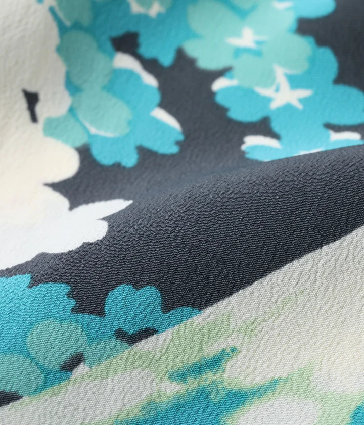 Vintage Japanese Landscape Print Camp Collar Shirt