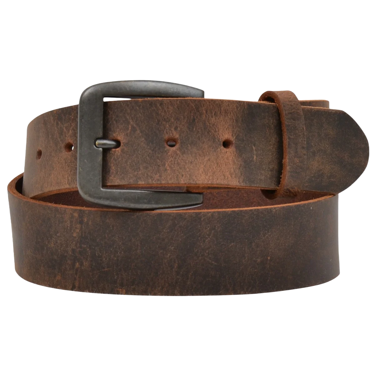 Men's Brown Distressed Raw Edge Leather Belt