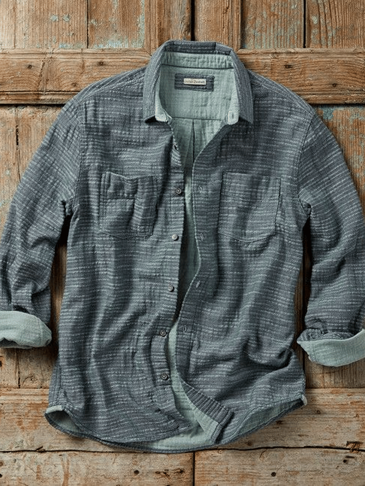 Men's Vintage Western Stripe Pocket Shirt