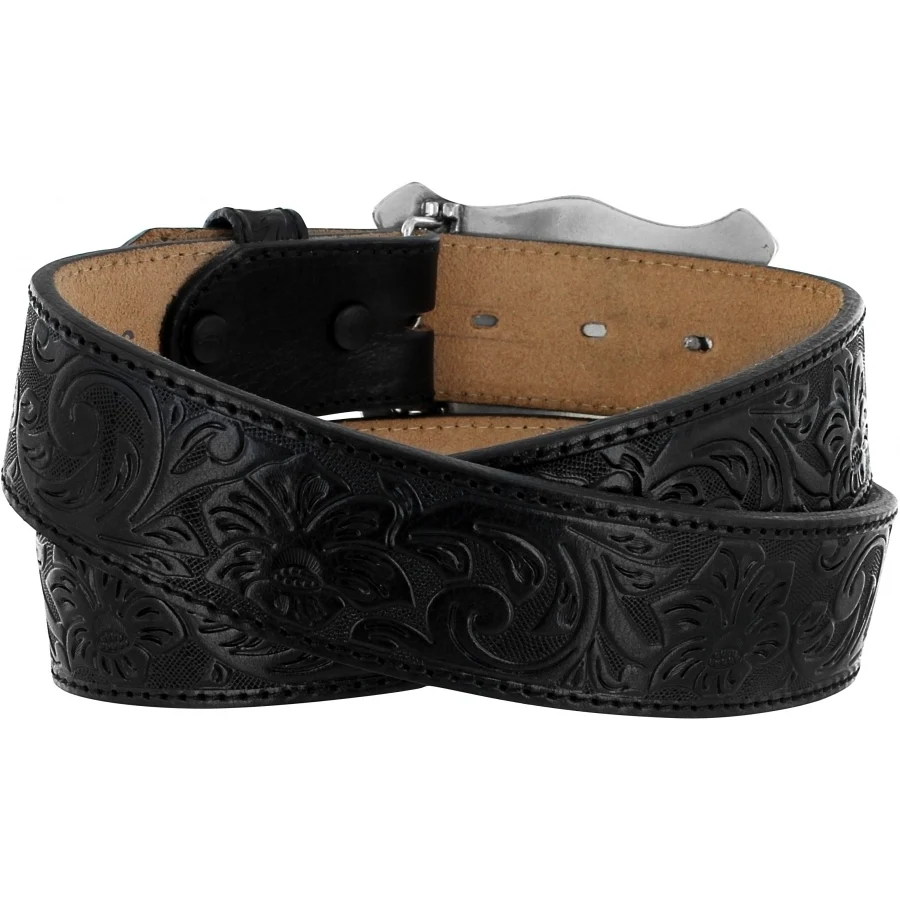 Men's Classic Longhorn Buckle Black Leather Belt