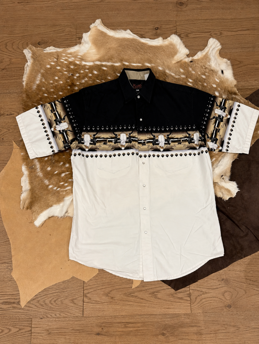 Men’s Longhorn Skull Print Western Short Sleeve Shirt
