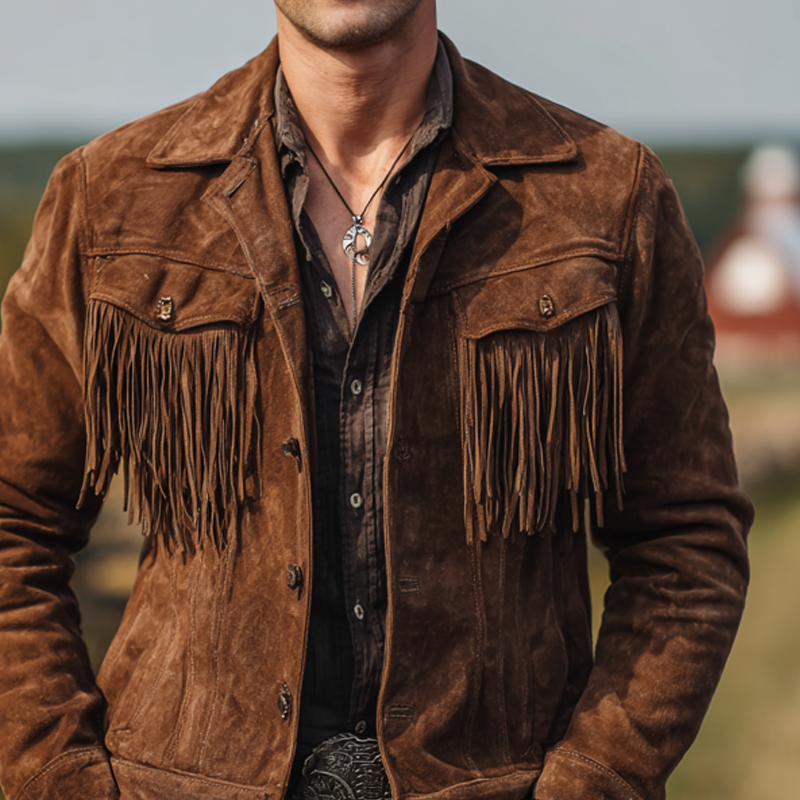 Men's Vintage Faux Suede Tassel  Jacket MTA0156H5X