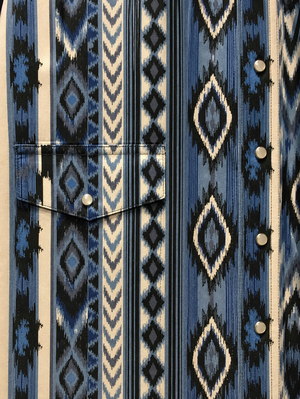 Blue Aztec Tribal Print Western Long Sleeve Shirt