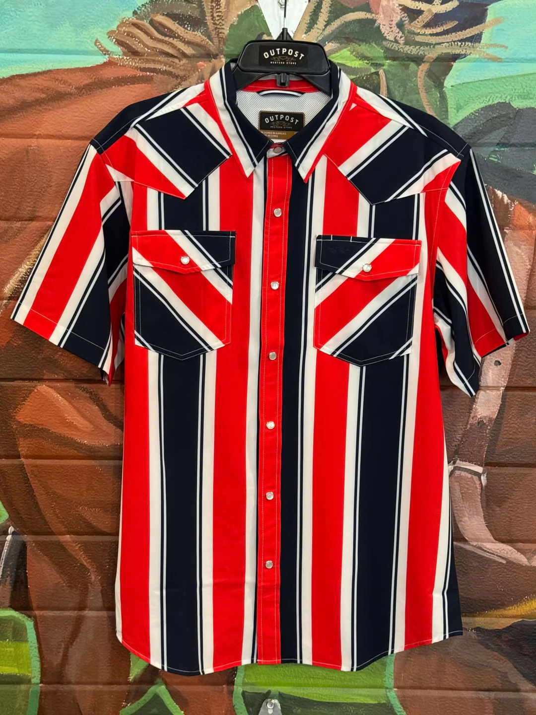 Retro SS Red/White/Blue Pearl Snap Shirt