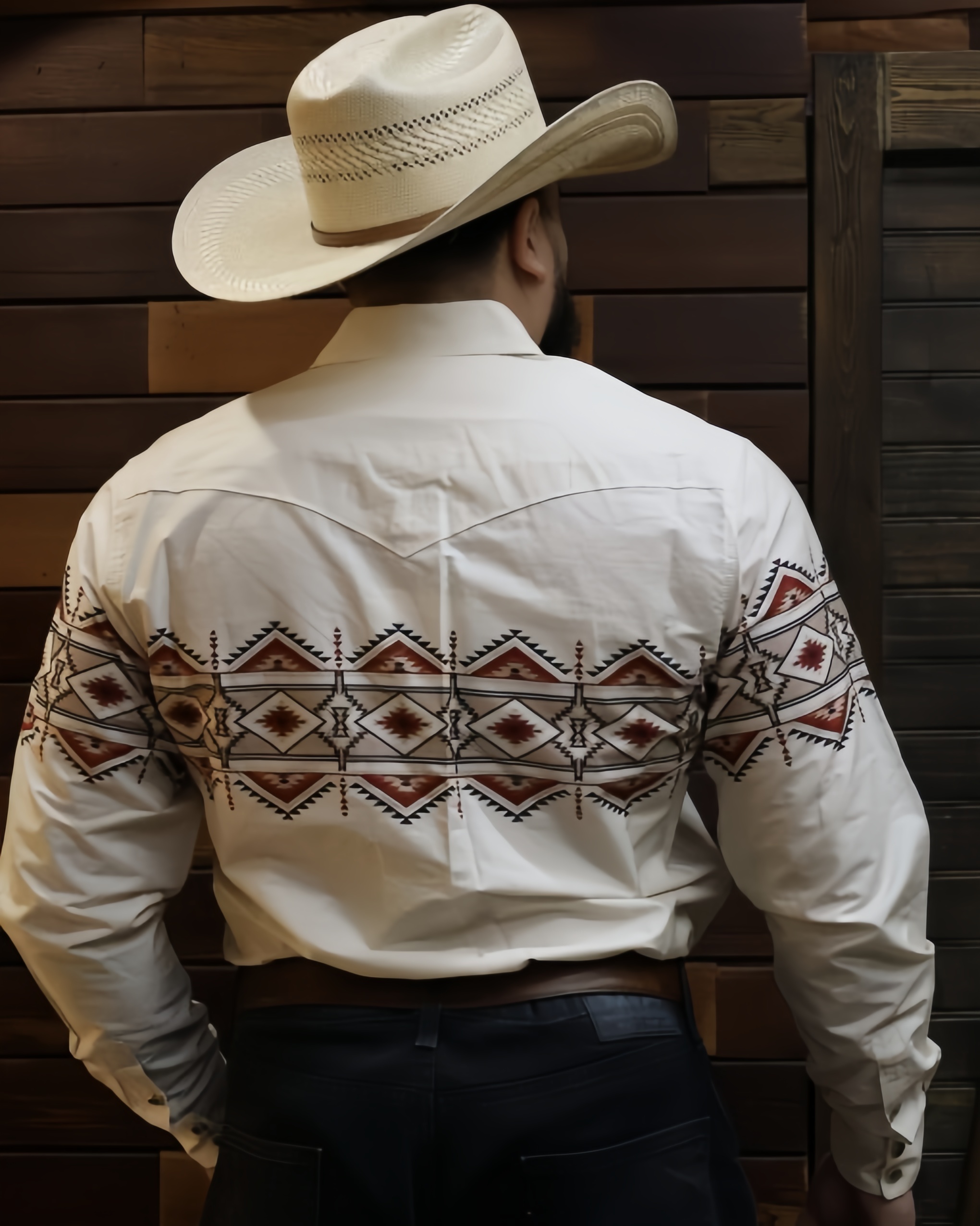 Rodeo Beige Border Long Sleeve Shirt