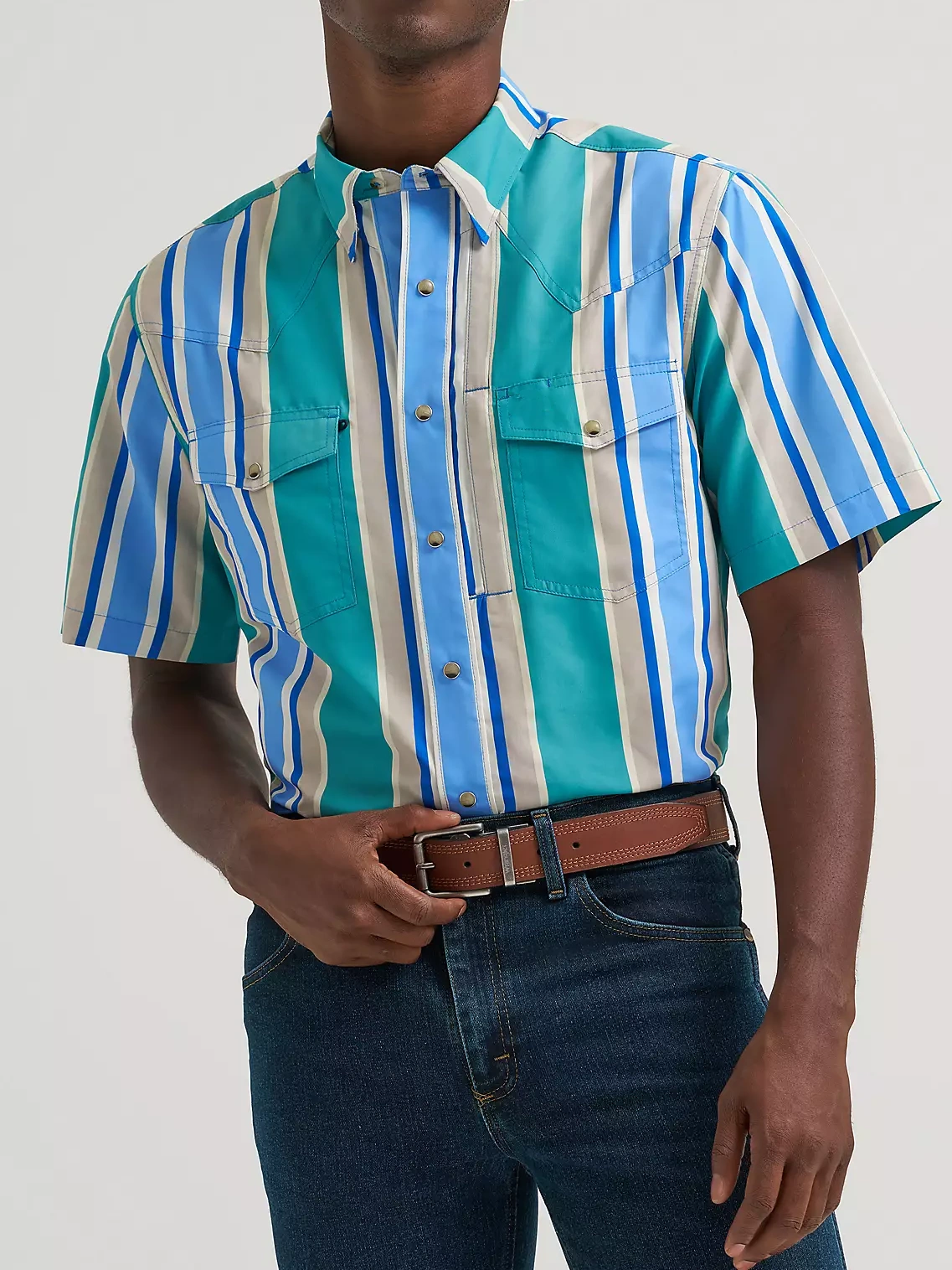 Men's Stripe Performance Snap Shirt