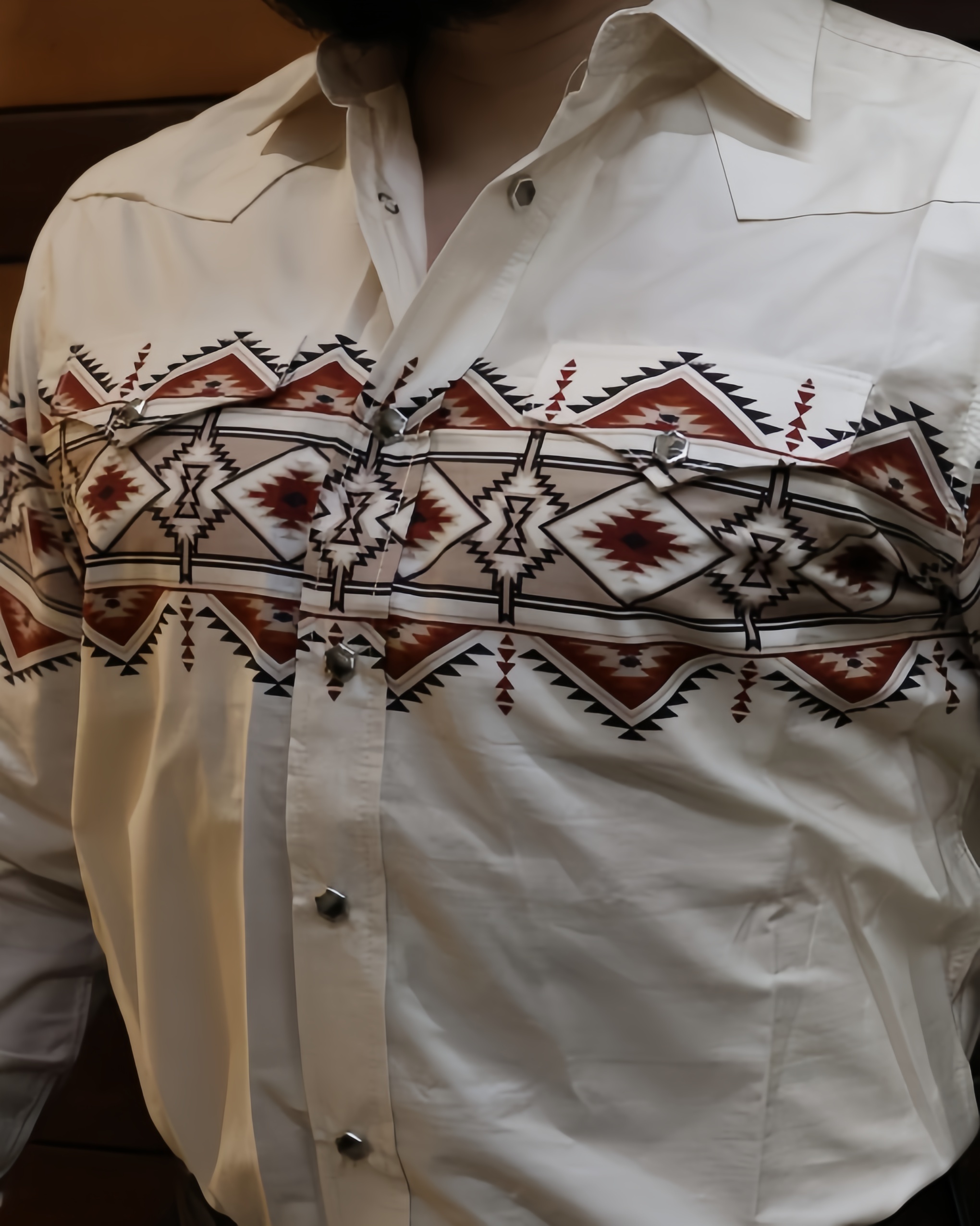 Rodeo Beige Border Long Sleeve Shirt