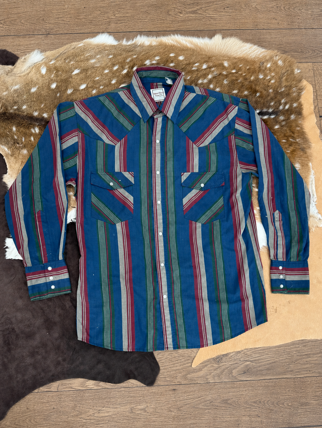 Men’s Blue Striped Western Long Sleeve Shirt