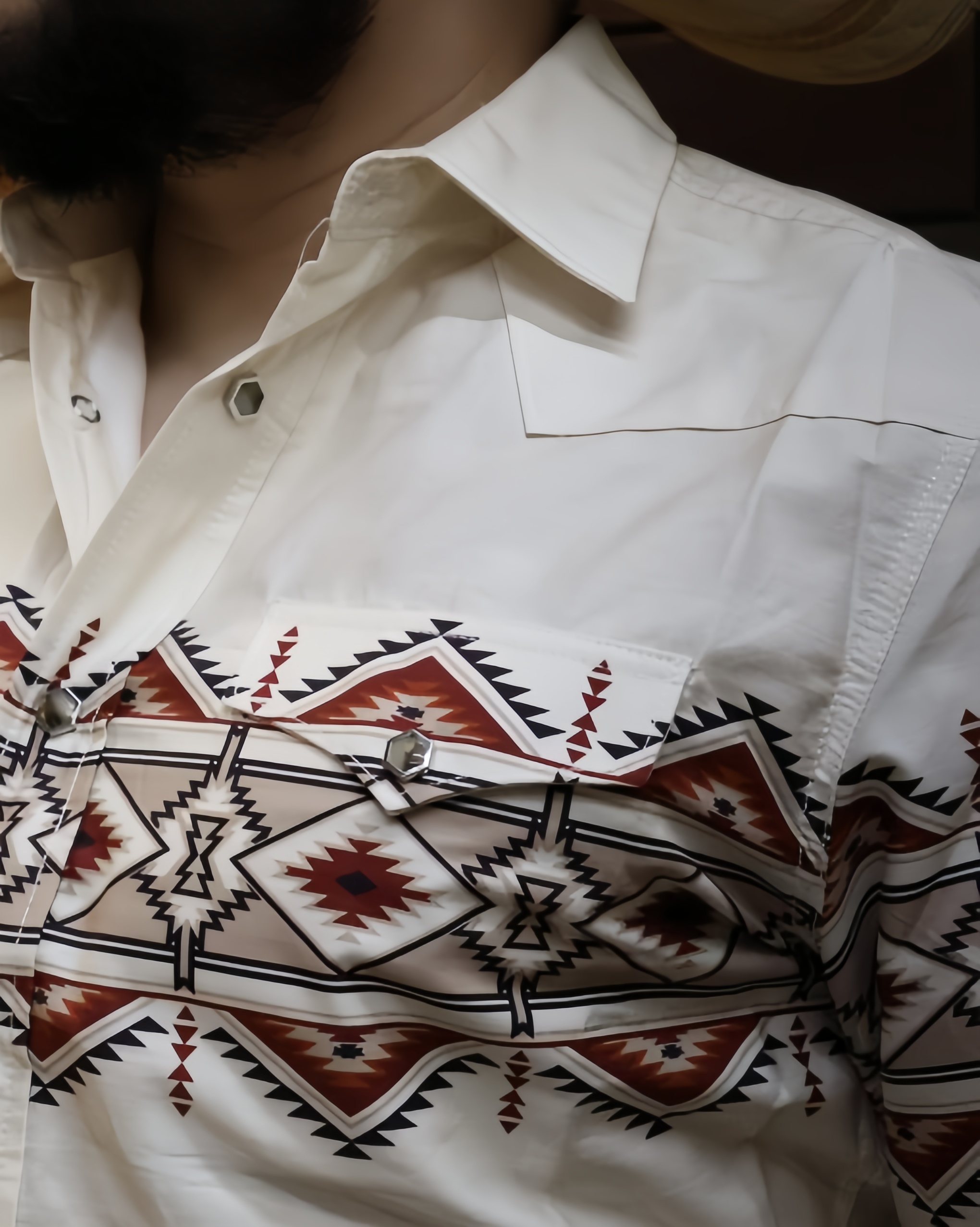 Rodeo Beige Border Long Sleeve Shirt