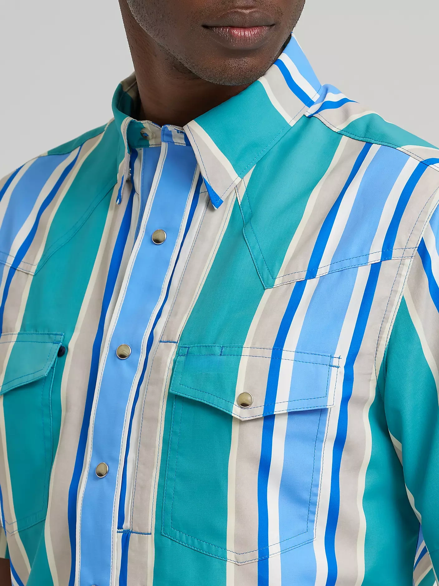 Men's Stripe Performance Snap Shirt