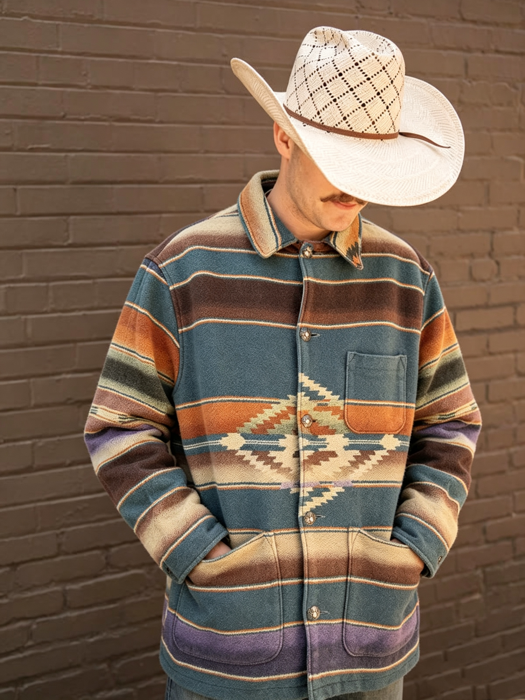 Retro Southwestern Striped Western Chore Coat