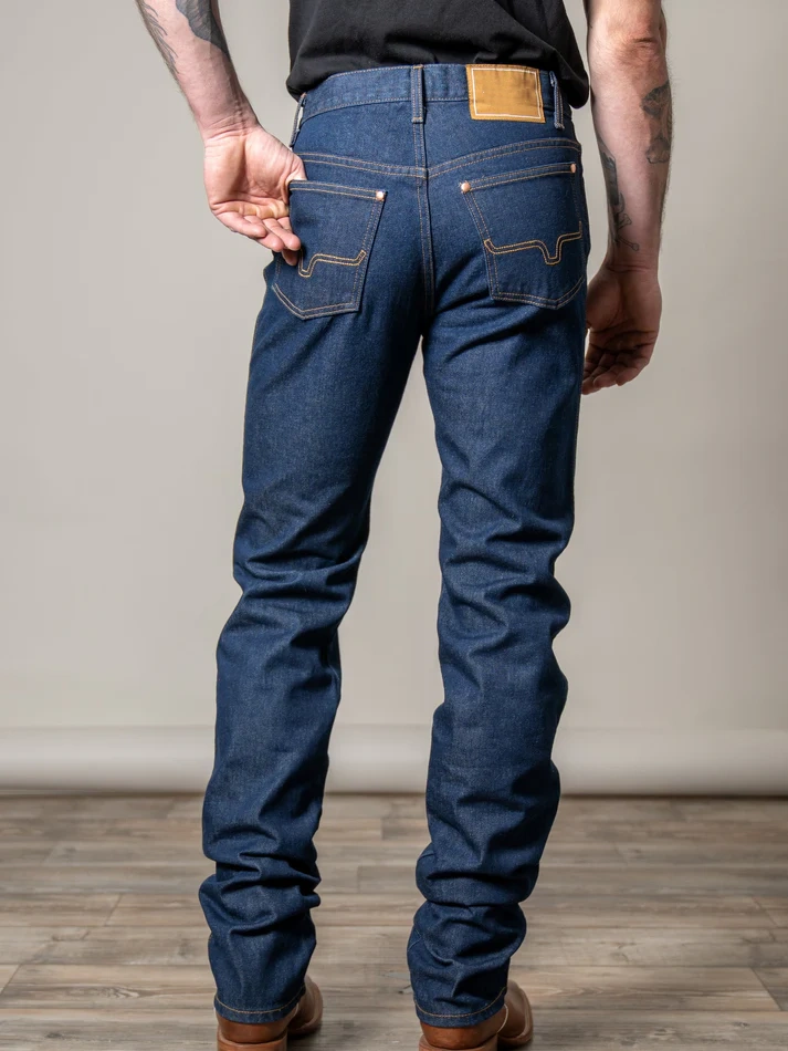 Men’s Slim Bootcut Dark Blue Western Cowboy Denim Jeans