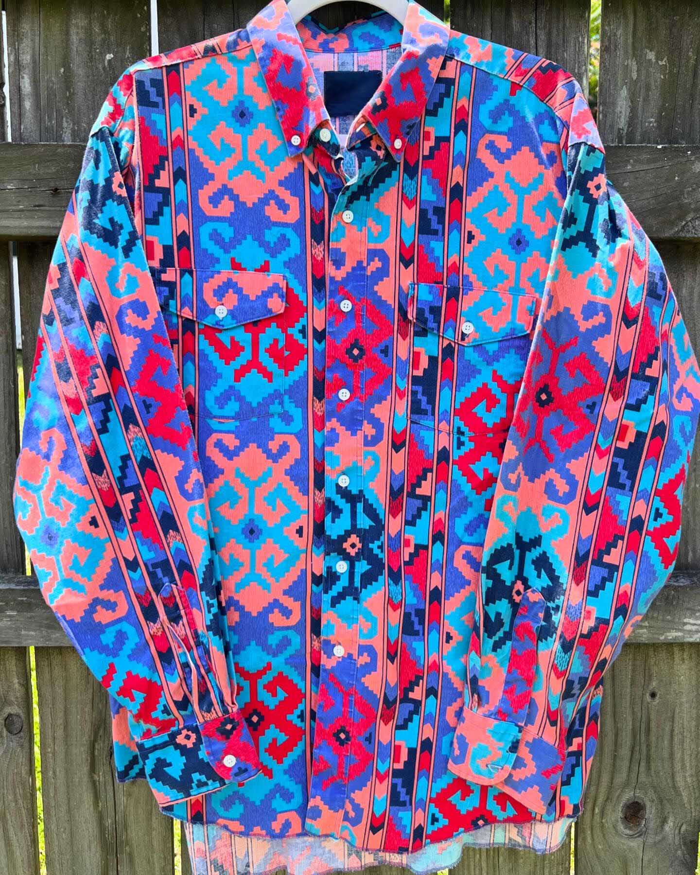 Men's Casual Vintage Purple Printed Long Sleeve Shirt