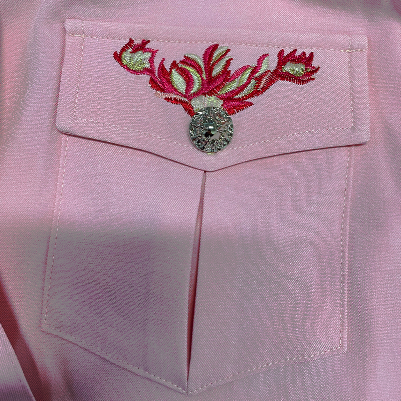 Men's American Retro Western Style Cotton Blend Embroidered Long Sleeve Shirt 96546825K