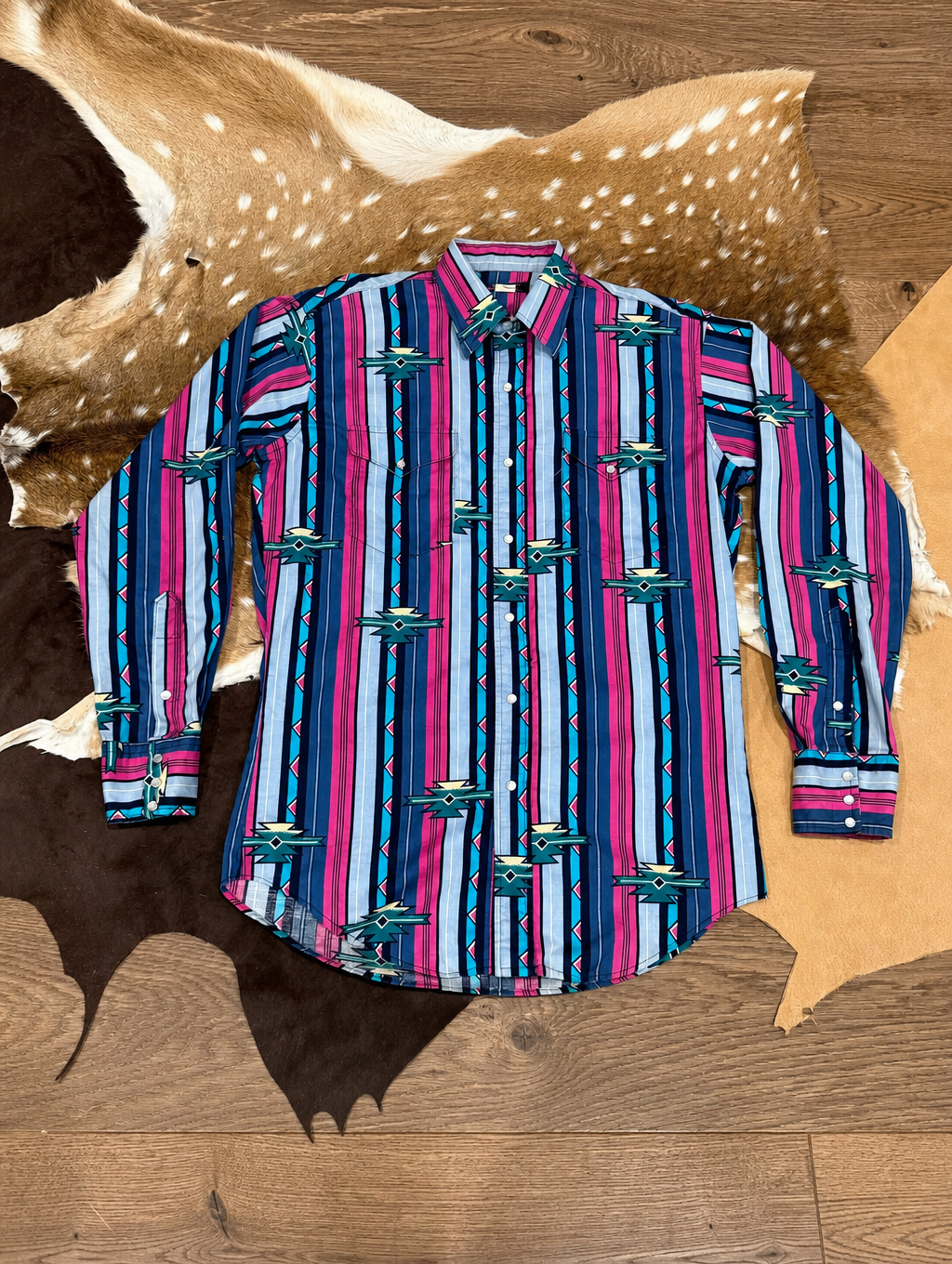 Men’s Western Striped Shirt -Ruddock pink Aztec