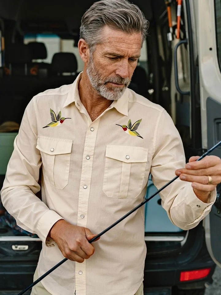 Men's Hummingbird Embroidered Western Shirt