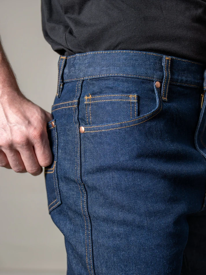 Men’s Slim Bootcut Dark Blue Western Cowboy Denim Jeans