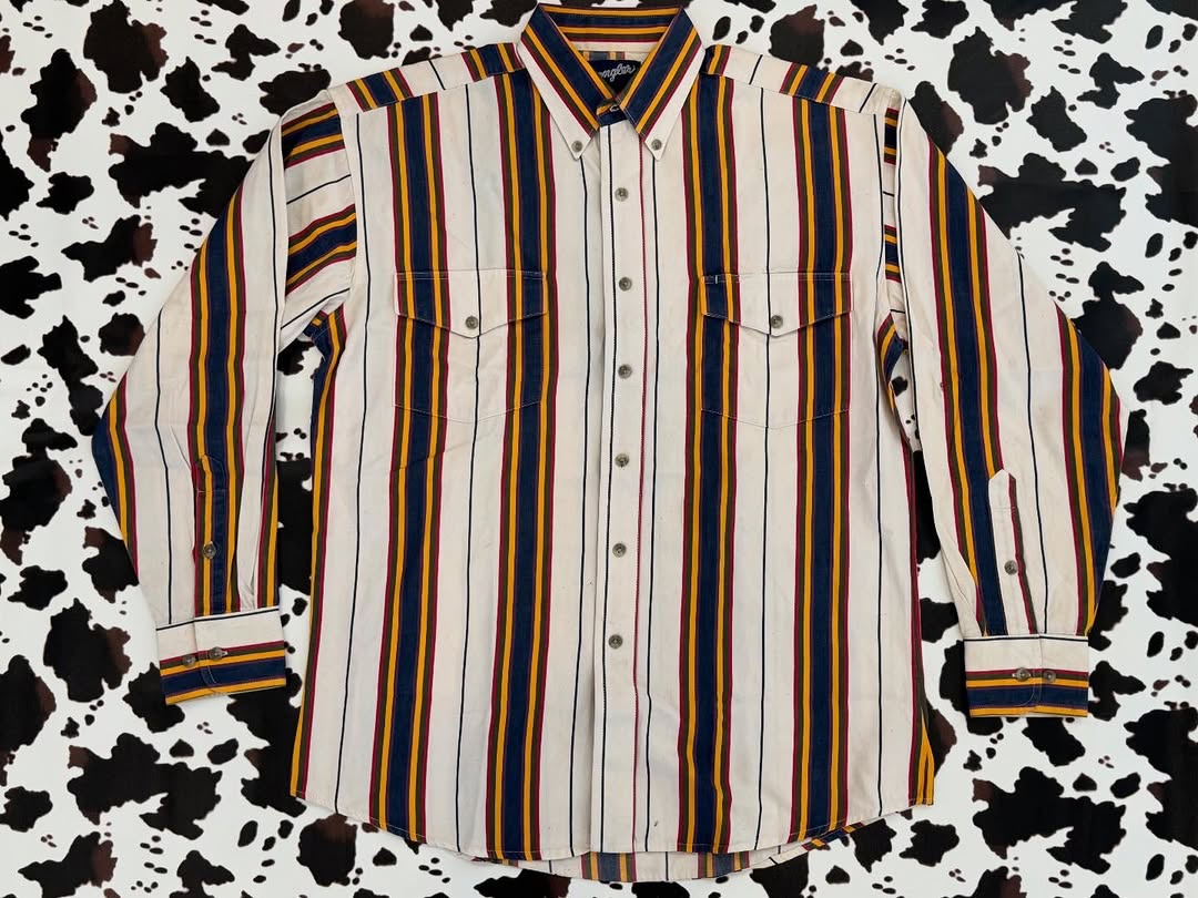 Vintage Striped Western Long Sleeve Cowboy Shirt