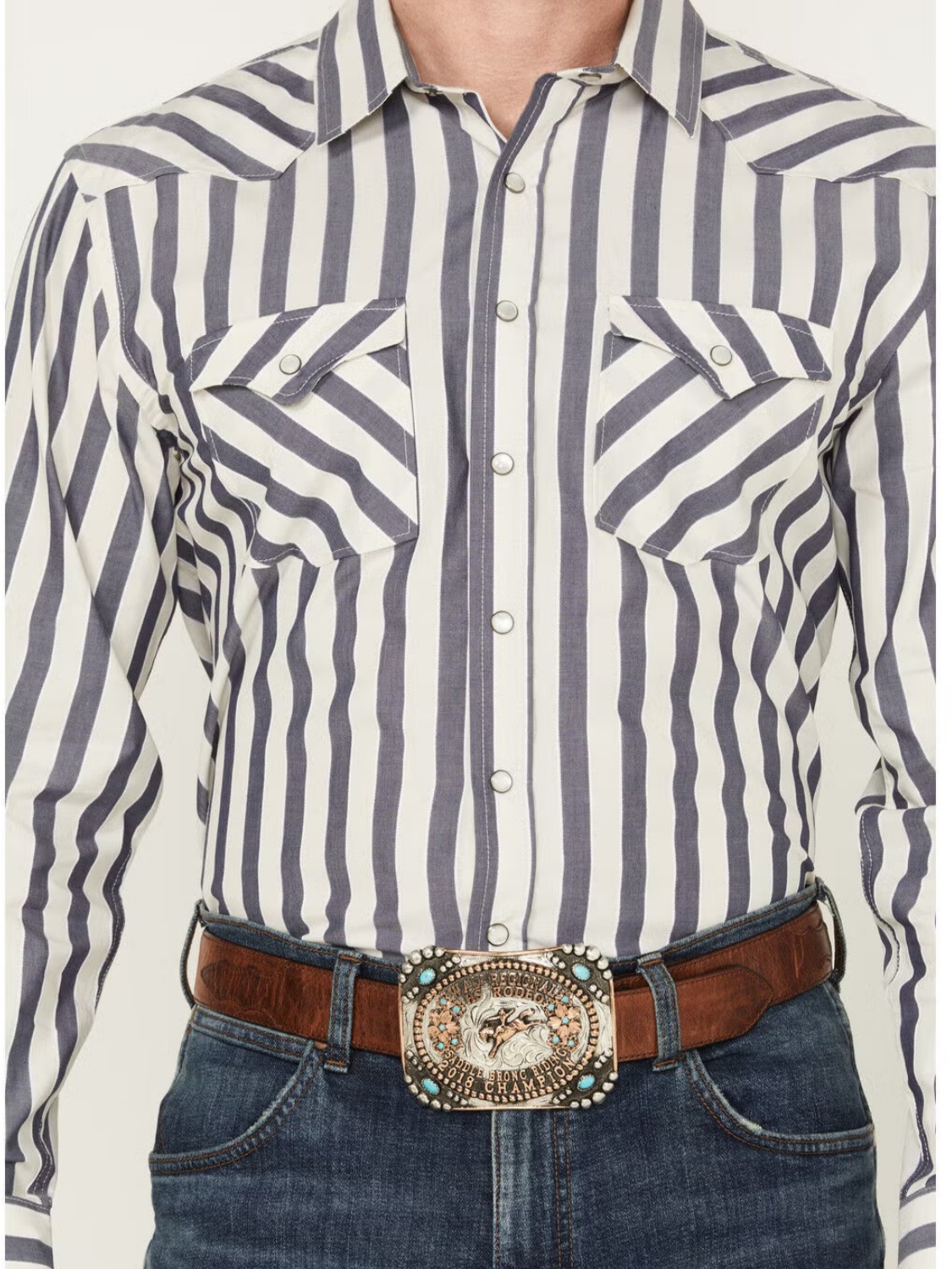 Men's Casual Retro Gray Striped Printed Long Sleeved Lapel Shirt