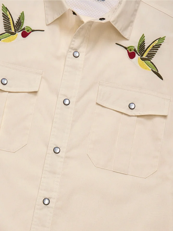 Men's Hummingbird Embroidered Western Shirt