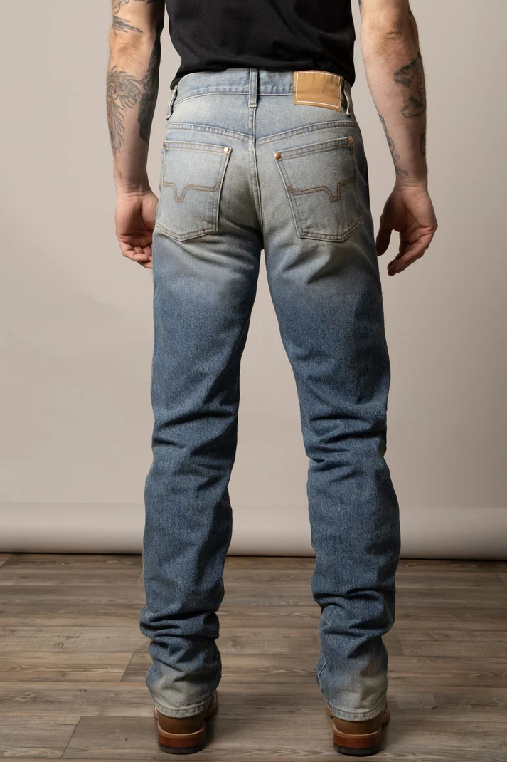 Vintage Light Wash Slim Bootcut Western Cowboy Jeans for Men
