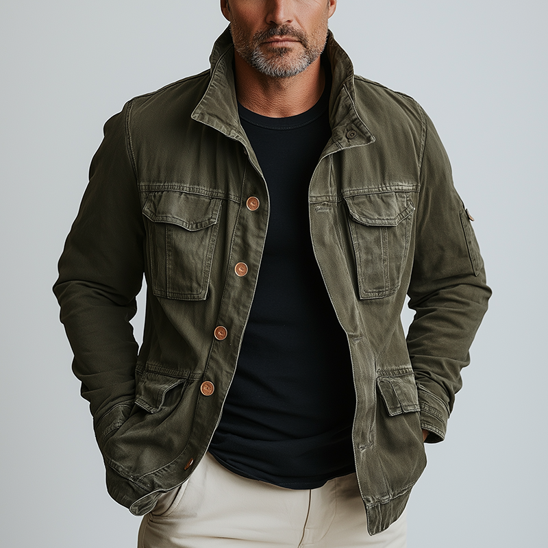 Men's Vintage Washed Denim Jacket MTA0152H4P