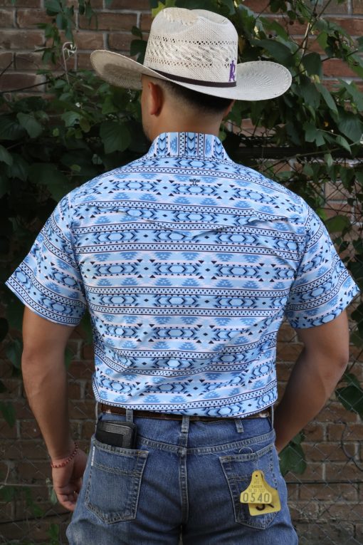 Rodeo Men’s Blue UPF 50+ Pearl Snap Shirt