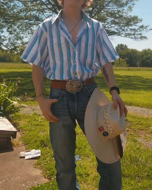 Men's Casual Retro Blue Striped Short Sleeve Shirt