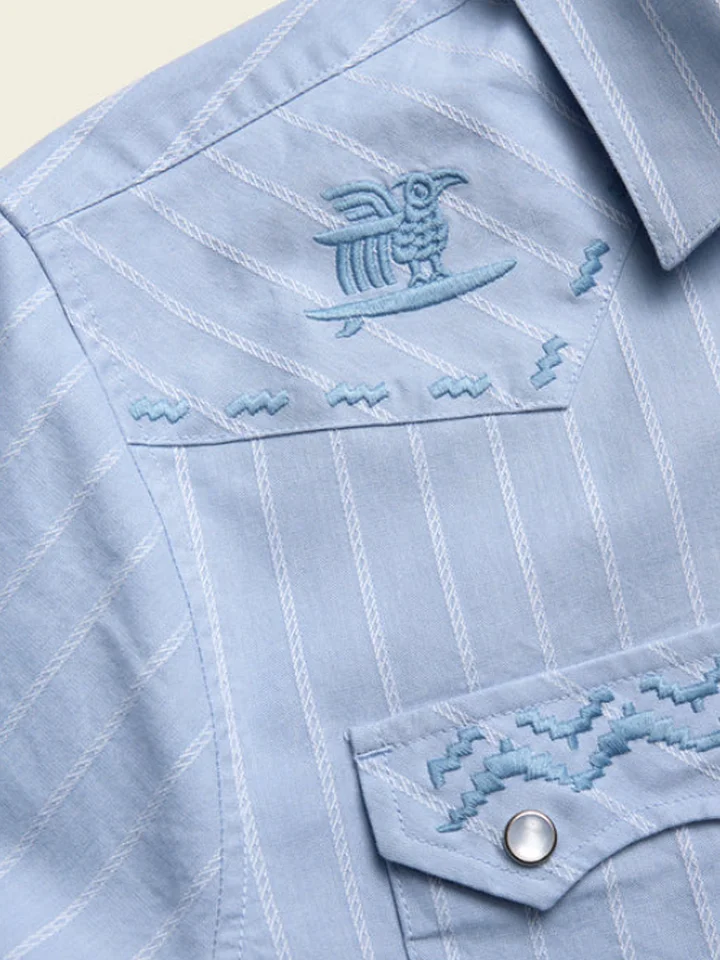 Boho Vintage Western Shirt, Bird & Chevron Shirt