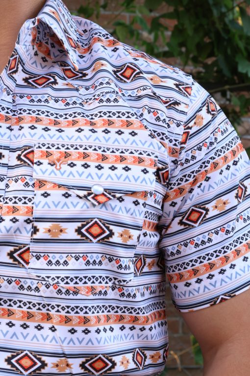 Rodeo Men White Horizontal Pearl Snap Shirt