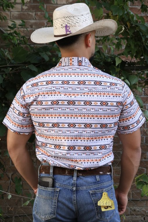 Rodeo Men White Horizontal Pearl Snap Shirt