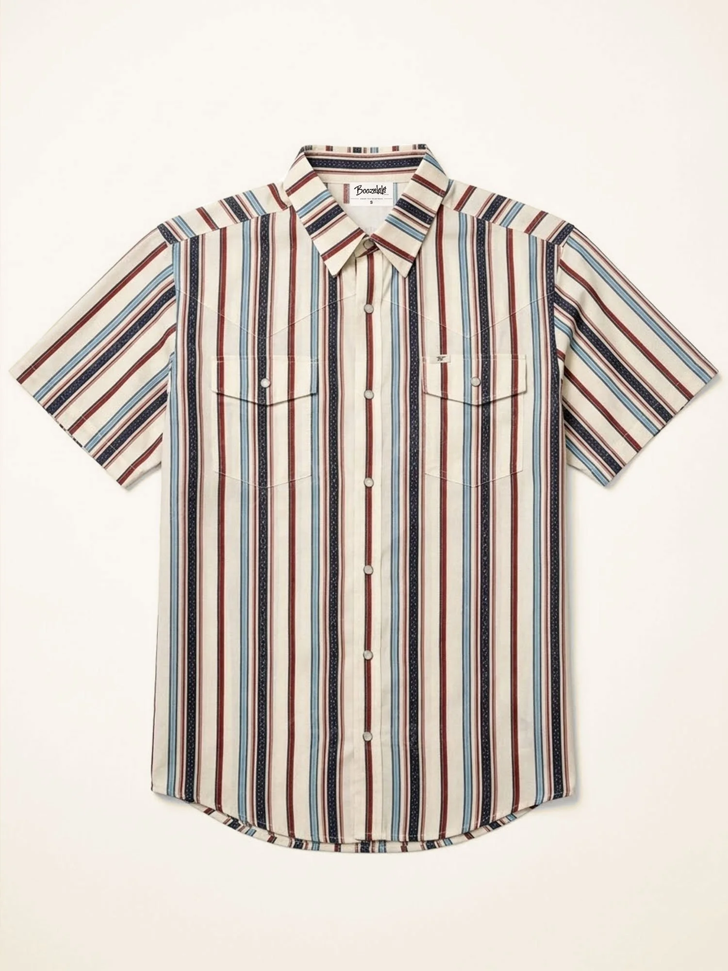 Men'S Western-Style Casual Blue And White Striped Shirt