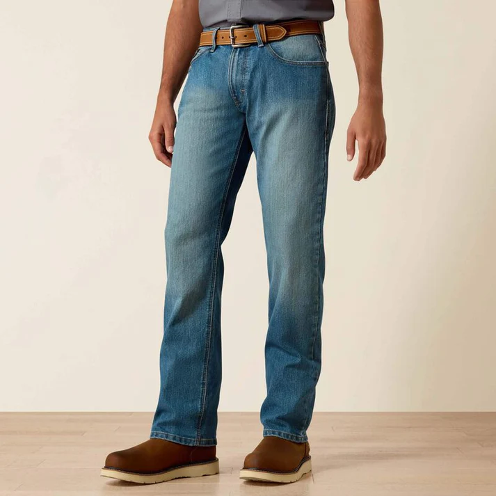 Men’s Classic Straight Leg Medium Wash Western Cowboy Denim Jeans