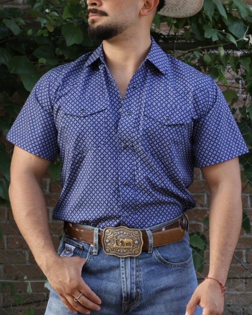 Rodeo Men UPF 50+ Navy Blue Short Sleeve Shirt