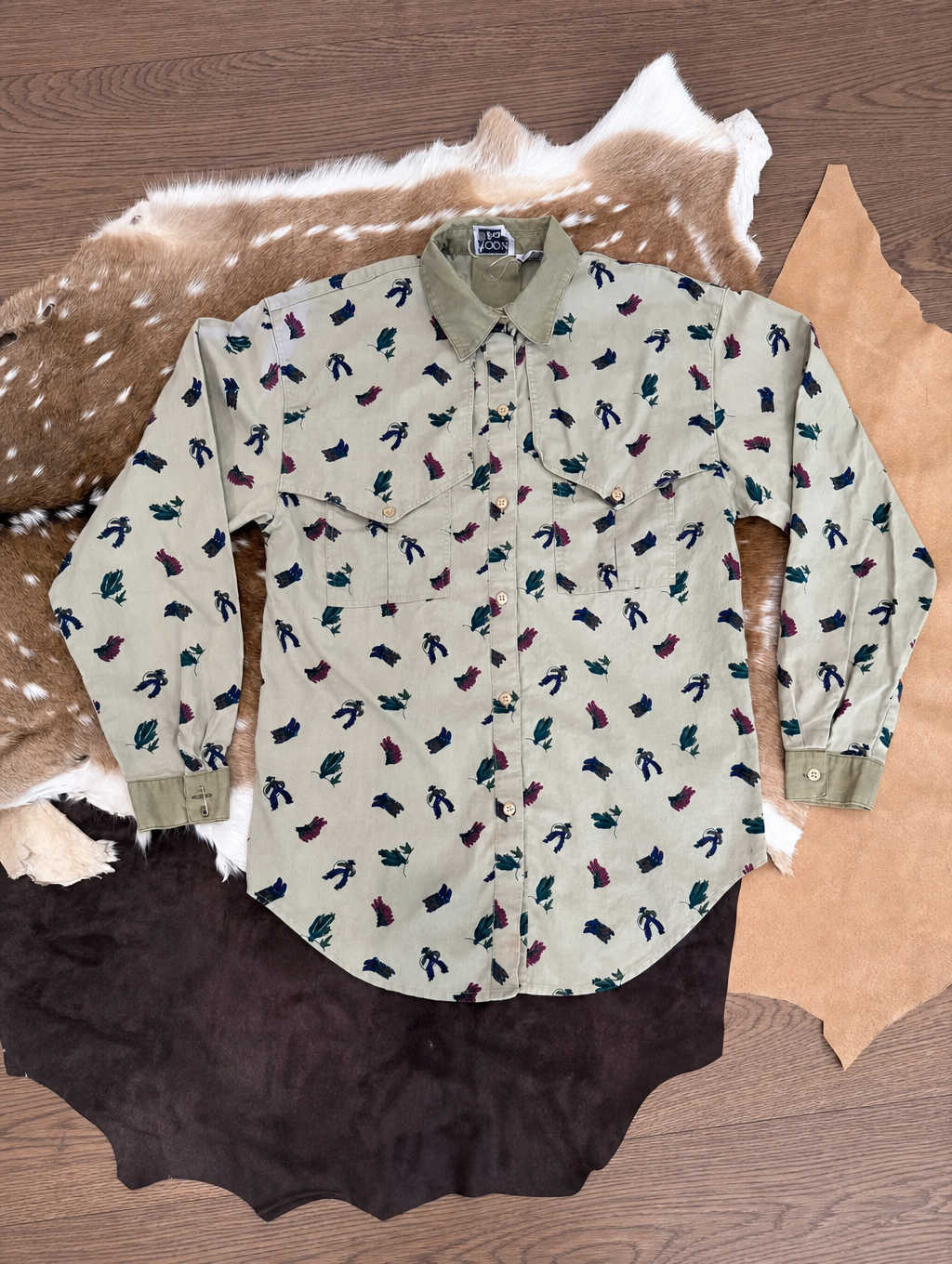 Men’s Western Striped Shirt -Adobe Rose cowgirl print