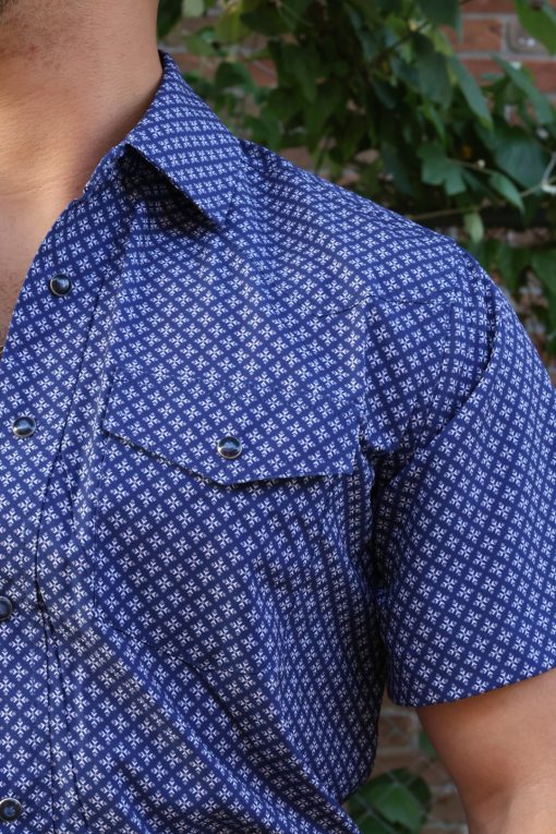 Rodeo Men UPF 50+ Navy Blue Short Sleeve Shirt