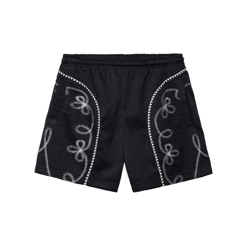 Contrast-stitched mesh shorts