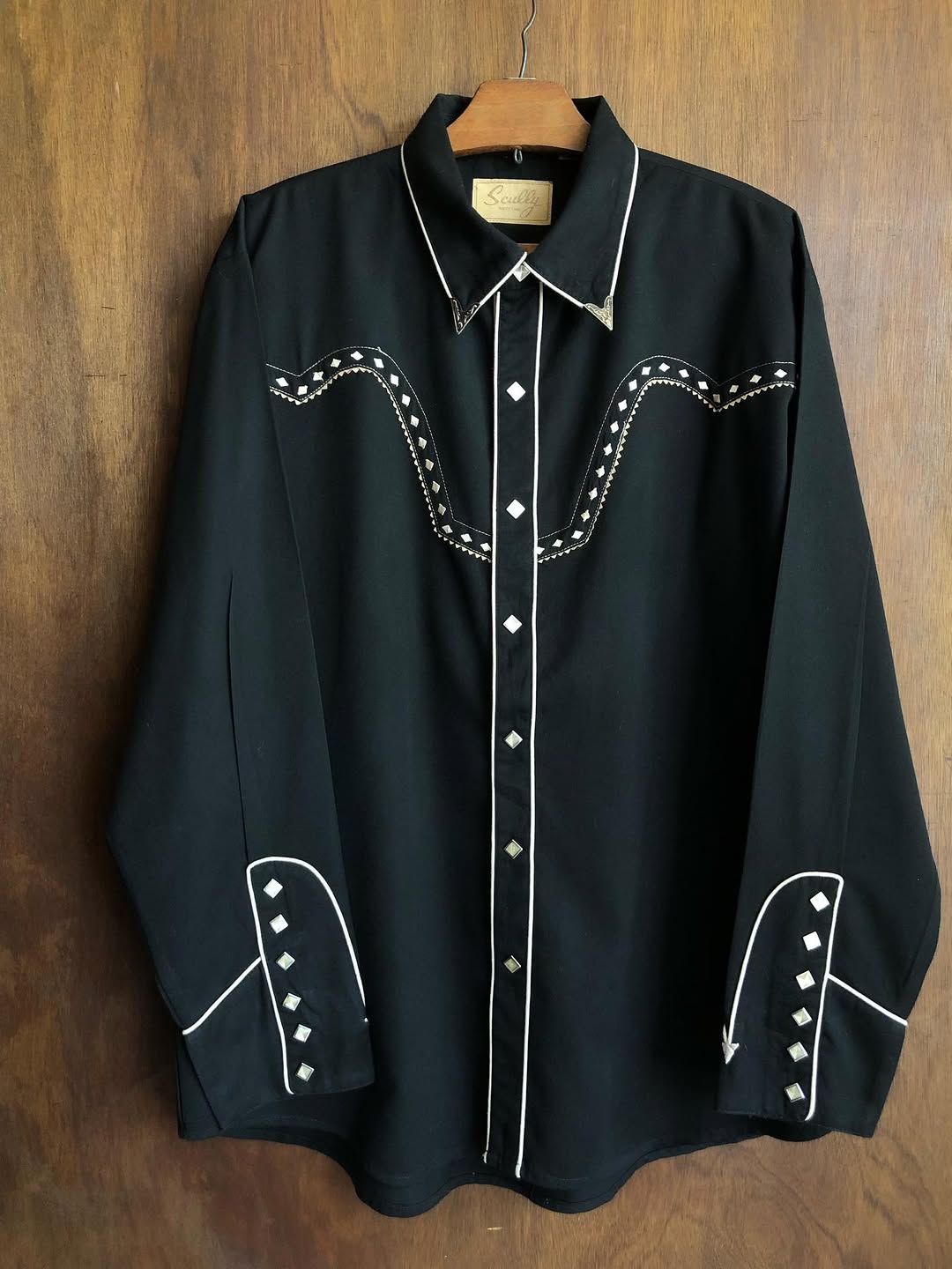 Black Western Diamond-Stitched Shirt