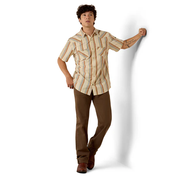 Ariat Mens Retro Hawthorne Fitted Short Sleeve Snap Shirt