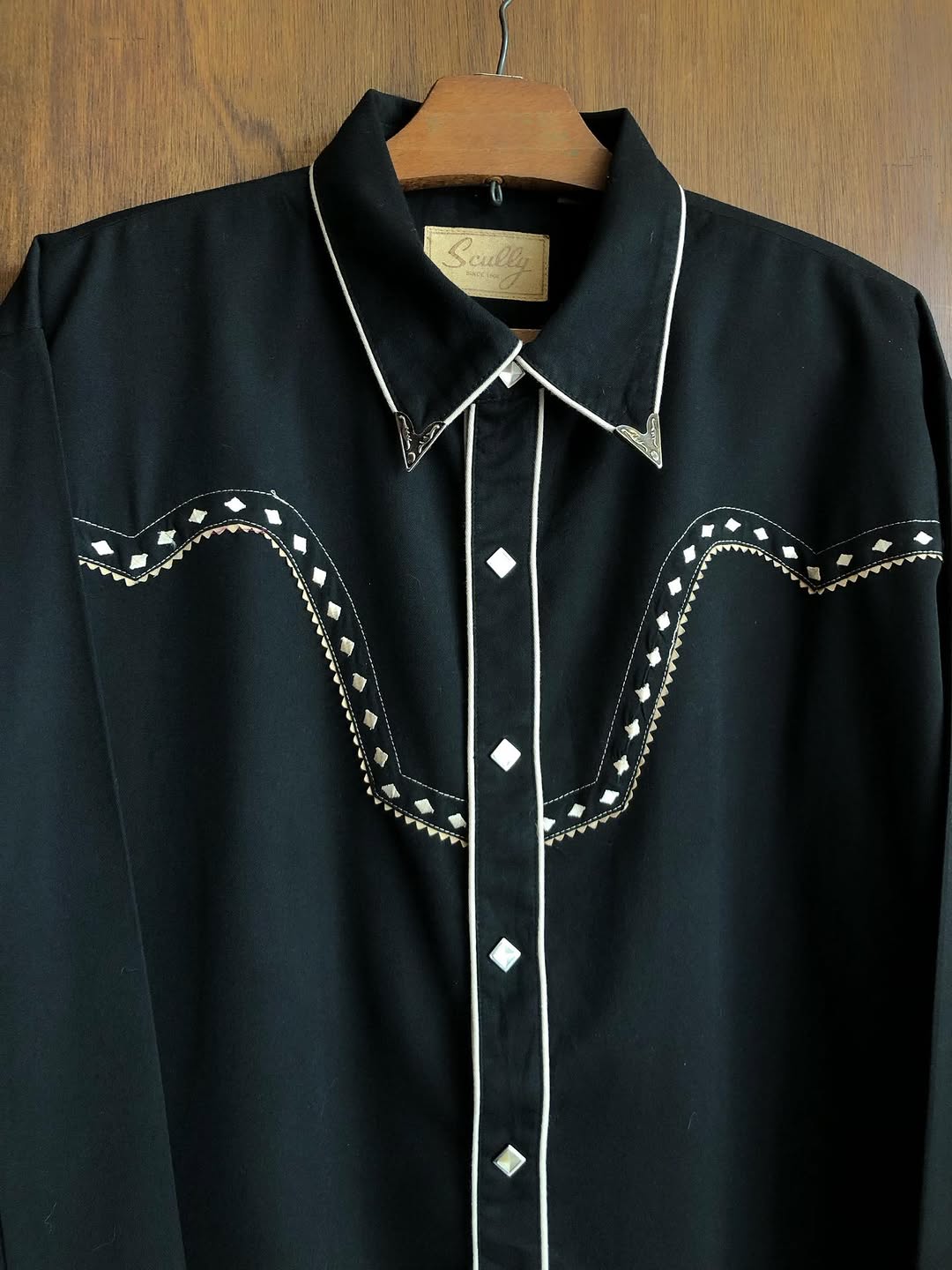 Black Western Diamond-Stitched Shirt