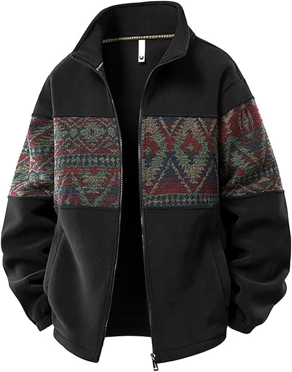 Men's Fleece Jacket with Ethnic Pattern