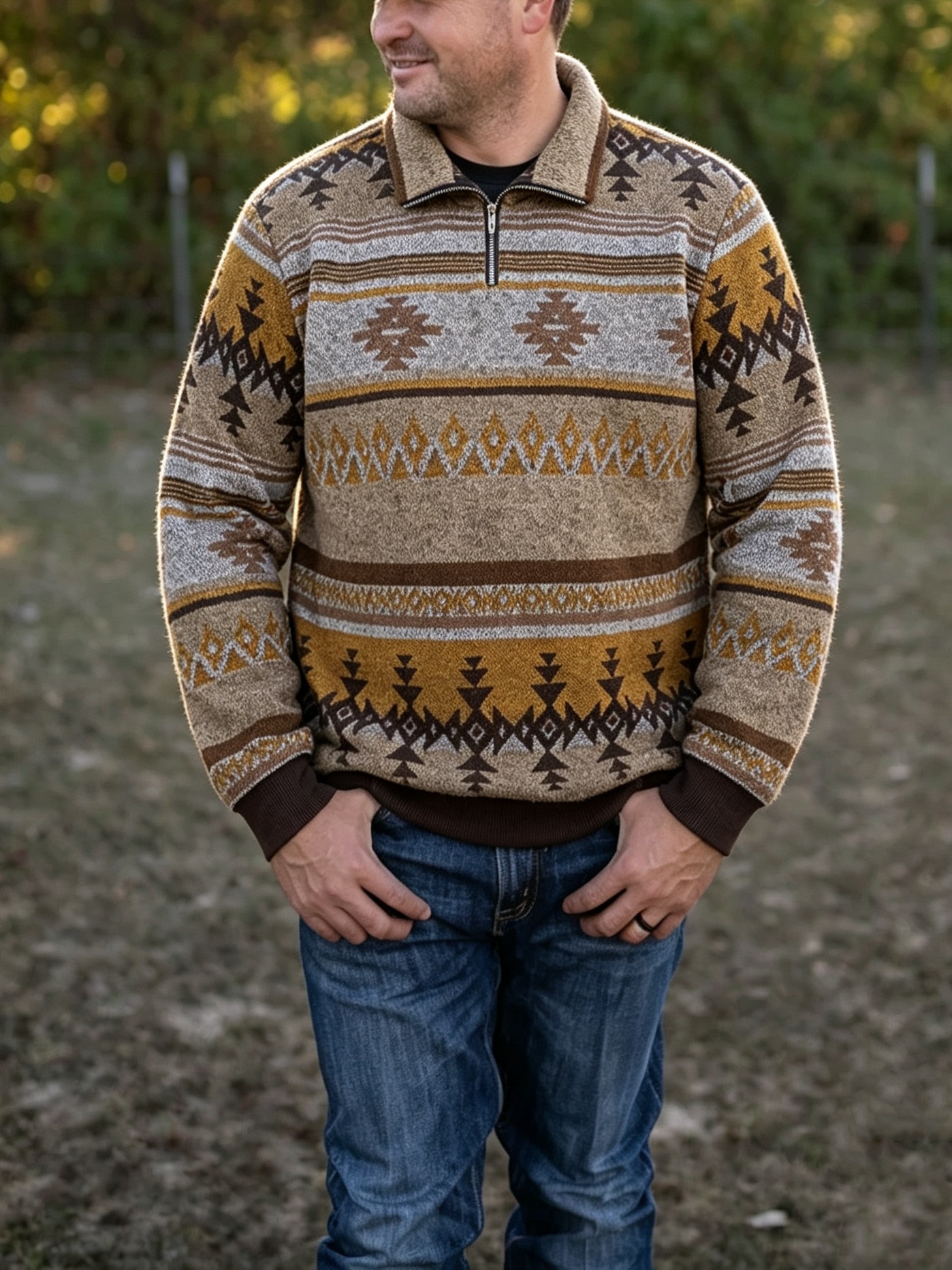 Vintage Western Navajo Quarter Zip Pullover