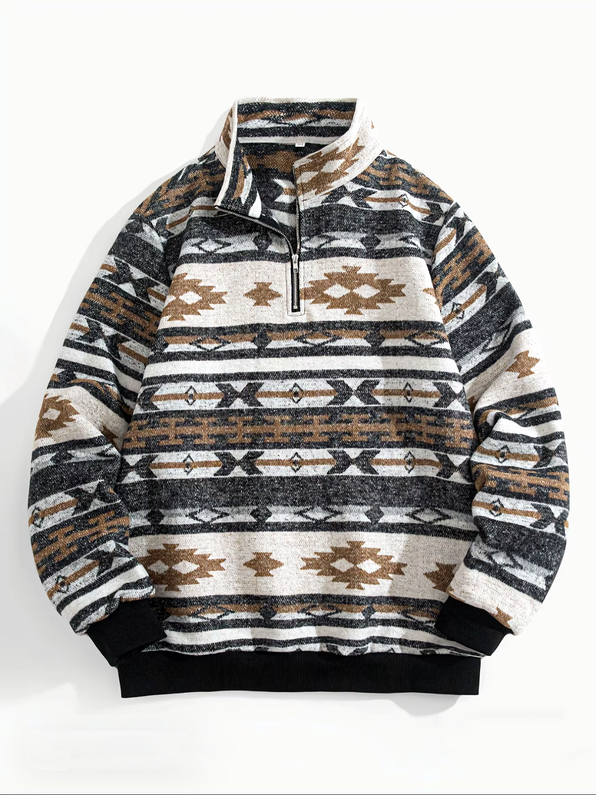 Vintage Western Navajo Print Half Zip Fleece Pullover