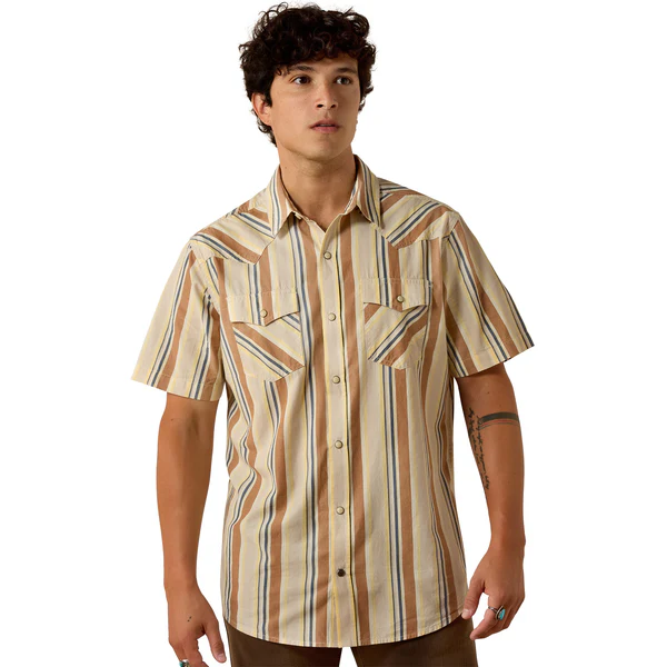 Ariat Mens Retro Hawthorne Fitted Short Sleeve Snap Shirt