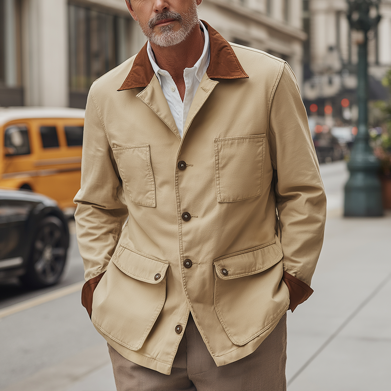 Men's Retro Simple Long Sleeve Jacket MTA0135H9P